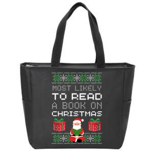 Most Likely To Read A Book On Christmas Zip Tote Bag