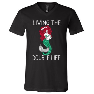 Mermaid Living The Double Life V-Neck T-Shirt