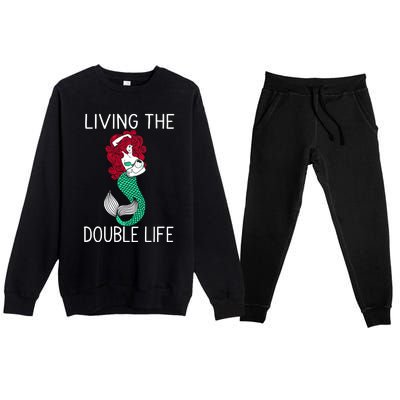 Mermaid Living The Double Life Premium Crewneck Sweatsuit Set