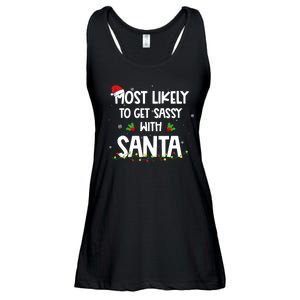 Most Likely To Get Sassy With Santa Funny Family Christmas Ladies Essential Flowy Tank