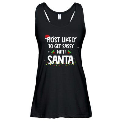 Most Likely To Get Sassy With Santa Funny Family Christmas Ladies Essential Flowy Tank