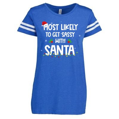 Most Likely To Get Sassy With Santa Funny Family Christmas Enza Ladies Jersey Football T-Shirt