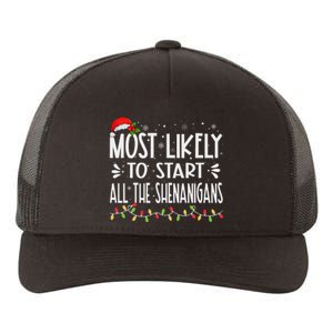 Most Likely To Start All The Shenanigans Funny Family Yupoong Adult 5-Panel Trucker Hat