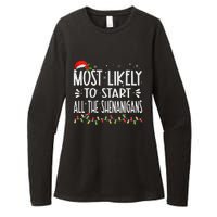 Most Likely To Start All The Shenanigans Funny Family Womens CVC Long Sleeve Shirt