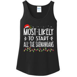 Most Likely To Start All The Shenanigans Funny Family Ladies Essential Tank