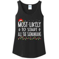 Most Likely To Start All The Shenanigans Funny Family Ladies Essential Tank