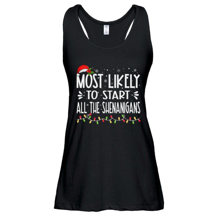 Most Likely To Start All The Shenanigans Funny Family Ladies Essential Flowy Tank