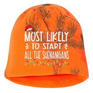 Most Likely To Start All The Shenanigans Funny Family Kati - Camo Knit Beanie