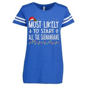 Most Likely To Start All The Shenanigans Funny Family Enza Ladies Jersey Football T-Shirt