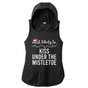 Most Likely To Christmas Matching Family Pajamas Funny Ladies PosiCharge Tri-Blend Wicking Draft Hoodie Tank