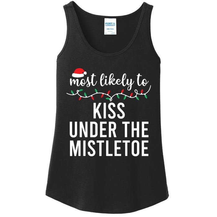 Most Likely To Christmas Matching Family Pajamas Funny Ladies Essential Tank