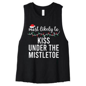 Most Likely To Christmas Matching Family Pajamas Funny Women's Racerback Cropped Tank