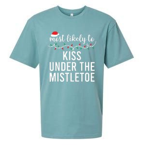 Most Likely To Christmas Matching Family Pajamas Funny Sueded Cloud Jersey T-Shirt