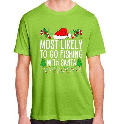 Most Likely To Go Fishing With Santa Funny Fishing Christmas Gift Adult ChromaSoft Performance T-Shirt