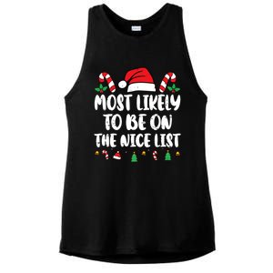 Most Likely To Be On The Nice List Xmas Family Christmas Ladies PosiCharge Tri-Blend Wicking Tank