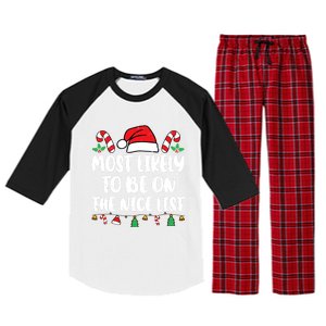 Most Likely To Be On The Nice List Xmas Family Christmas Raglan Sleeve Pajama Set