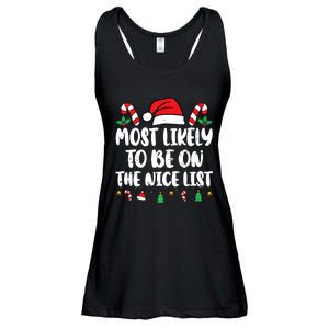 Most Likely To Be On The Nice List Xmas Family Christmas Ladies Essential Flowy Tank