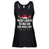 Most Likely To Be On The Nice List Xmas Family Christmas Ladies Essential Flowy Tank