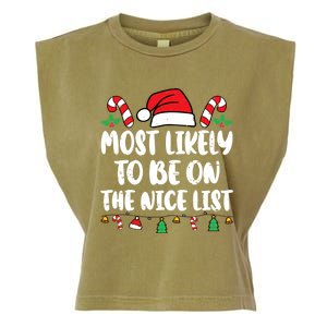 Most Likely To Be On The Nice List Xmas Family Christmas Garment-Dyed Women's Muscle Tee