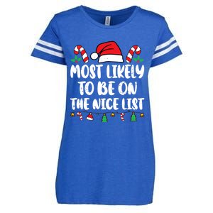 Most Likely To Be On The Nice List Xmas Family Christmas Enza Ladies Jersey Football T-Shirt