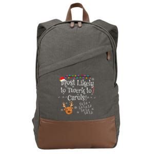 Most Likely To Twerk To Carols Fa La La La Funny Christmas Cotton Canvas Backpack