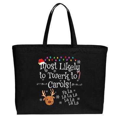 Most Likely To Twerk To Carols Fa La La La Funny Christmas Cotton Canvas Jumbo Tote