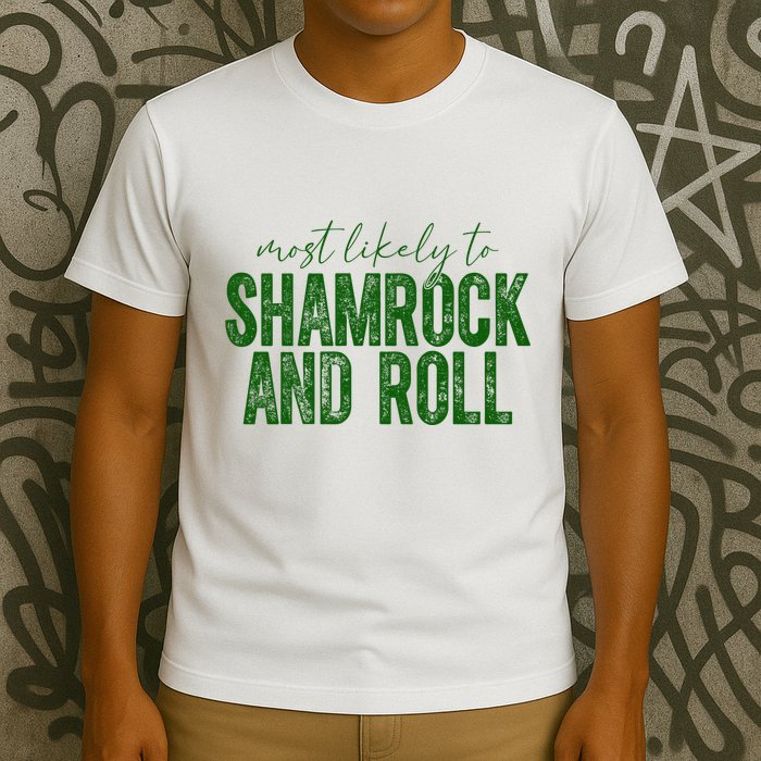 Most Likely To Be Shamrock And Roll Funny St Patricks Day T-Shirt