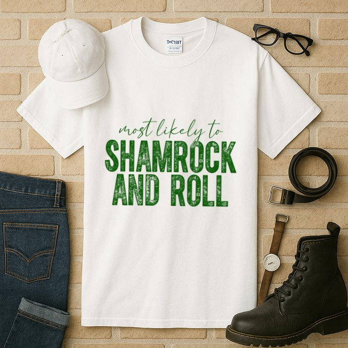 Most Likely To Be Shamrock And Roll Funny St Patricks Day Tall T-Shirt