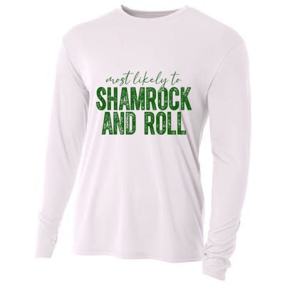 Most Likely To Be Shamrock And Roll Funny St Patricks Day Cooling Performance Long Sleeve Crew