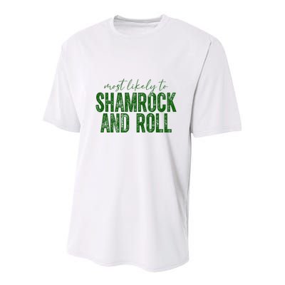 Most Likely To Be Shamrock And Roll Funny St Patricks Day Youth Performance Sprint T-Shirt