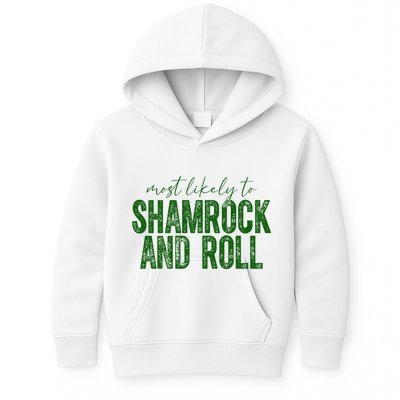 Most Likely To Be Shamrock And Roll Funny St Patricks Day Kids Hoodie