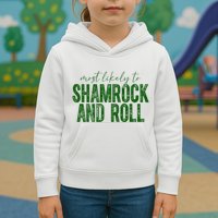 Most Likely To Be Shamrock And Roll Funny St Patricks Day Kids Hoodie