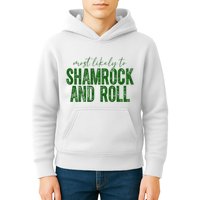 Most Likely To Be Shamrock And Roll Funny St Patricks Day Kids Hoodie