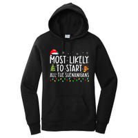 Most Likely To Start All The Shenanigans Family Xmas Holiday Women's Pullover Hoodie