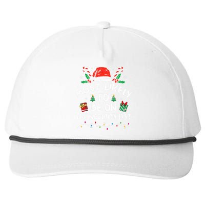 Most Likely To Be On The Naughty List Funny Family Christmas Snapback Five-Panel Rope Hat