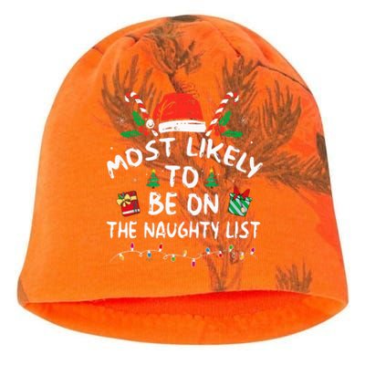 Most Likely To Be On The Naughty List Funny Family Christmas Kati - Camo Knit Beanie