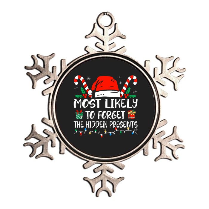 Most Likely To Forget The Hidden Presents Family Christmas Metallic Star Ornament