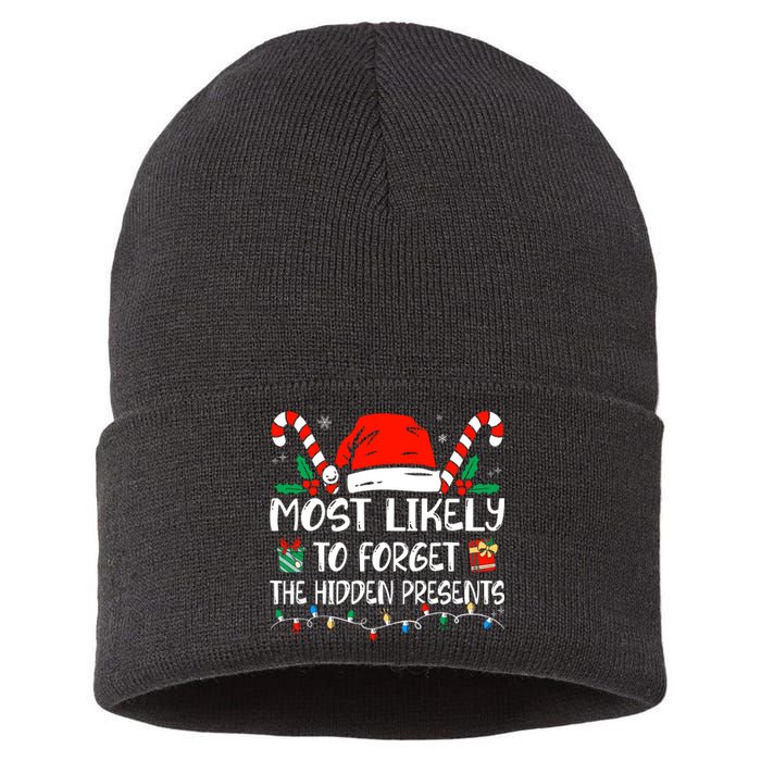 Most Likely To Forget The Hidden Presents Family Christmas Sustainable Knit Beanie