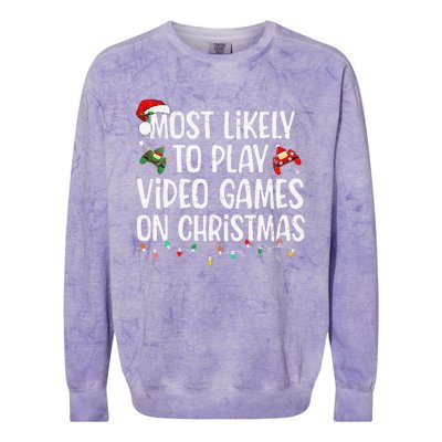 Most Likely To Play Video Games On Christmas Family Matching Gift Colorblast Crewneck Sweatshirt