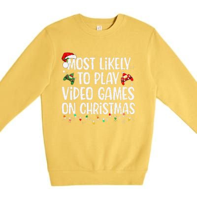 Most Likely To Play Video Games On Christmas Family Matching Gift Premium Crewneck Sweatshirt