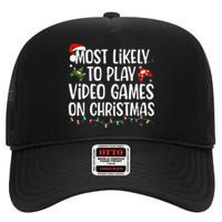 Most Likely To Play Video Games On Christmas Family Matching Gift High Crown Mesh Back Trucker Hat