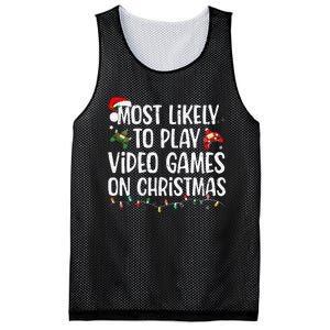 Most Likely To Play Video Games On Christmas Family Matching Gift Mesh Reversible Basketball Jersey Tank