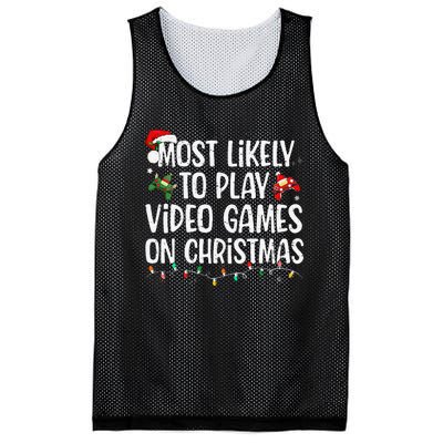 Most Likely To Play Video Games On Christmas Family Matching Gift Mesh Reversible Basketball Jersey Tank