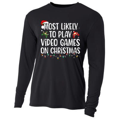 Most Likely To Play Video Games On Christmas Family Matching Gift Cooling Performance Long Sleeve Crew