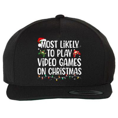 Most Likely To Play Video Games On Christmas Family Matching Gift Wool Snapback Cap