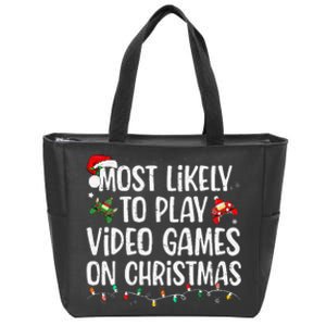 Most Likely To Play Video Games On Christmas Family Matching Gift Zip Tote Bag