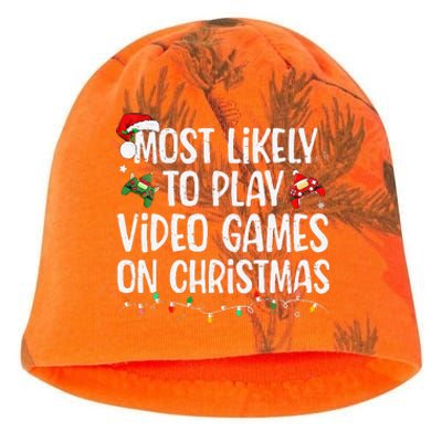 Most Likely To Play Video Games On Christmas Family Matching Gift Kati - Camo Knit Beanie