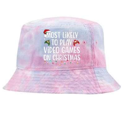 Most Likely To Play Video Games On Christmas Family Matching Gift Tie-Dyed Bucket Hat