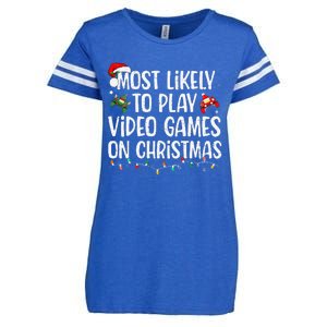 Most Likely To Play Video Games On Christmas Family Matching Gift Enza Ladies Jersey Football T-Shirt