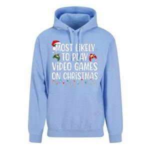 Most Likely To Play Video Games On Christmas Family Matching Gift Unisex Surf Hoodie